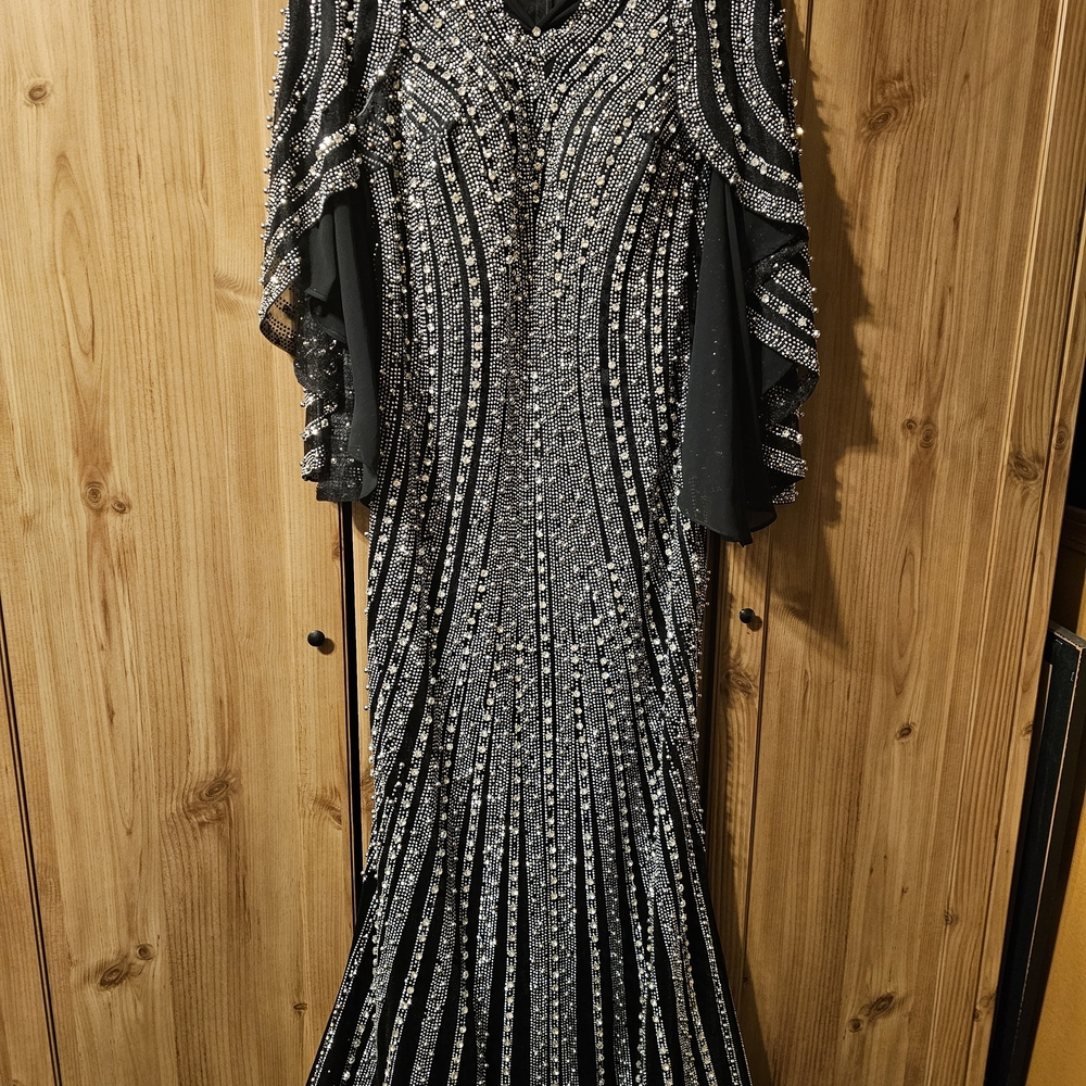 Elegant Black and Silver Evening Gown